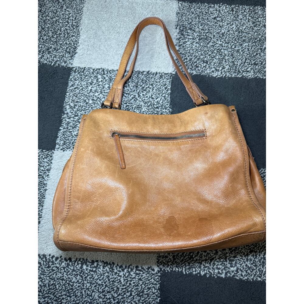 American Leather Co lenox tan‎ triple entry shoulder satchel bag quiet luxury - Picture 5 of 8